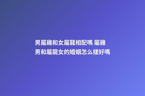 男屬雞和女屬龍相配嗎 屬雞男和屬龍女的婚姻怎么樣好嗎